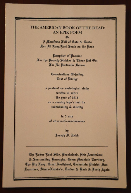 American Book of the Dead: An Epik Poem by Joseph D. Reich 2018 Poetry Paperback