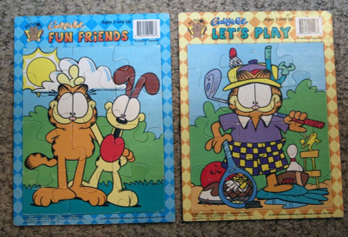 GARFIELD Let's Play + Fun Friends 12 Piece Jigsaw Puzzle Lot (2002) PAWS Bendon