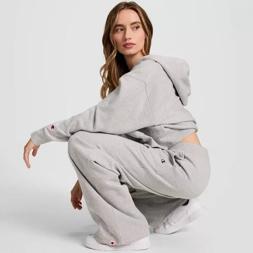 CHAMPION Women's High-Rise Fleece Wide Leg Sweatpants XS Heather Gray Excellent