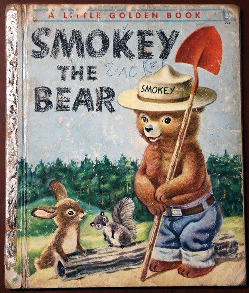 SMOKEY THE BEAR Little Golden Book 1955 #224 Jane Werner & Richard Scarry "A" Ed