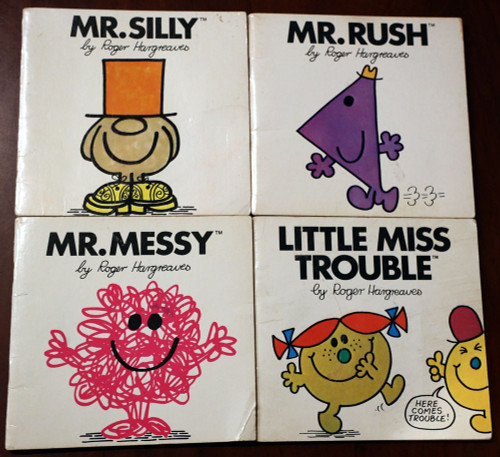 Roger Hargreaves MR. MEN Paperback Lot SILLY/MESSY/RUSH + Little Miss Trouble