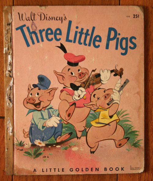 Walt Disney's THREE LITTLE PIGS Vintage Little Golden Book #D10 1948 "R" Edition