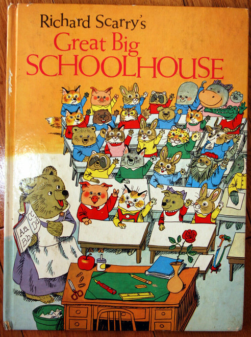 Richard Scarry's Great Big Schoolhouse 1969 Oversized Vintage Hardcover ANIMALS