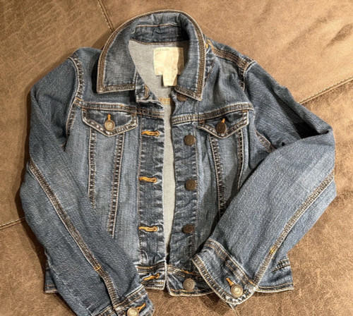 OLD NAVY Girls Jean Jacket MEDIUM Trucker Jacket Blue Denim Very Good Pre-Owned
