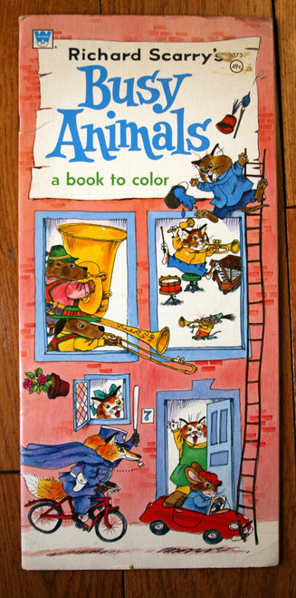 Richard Scarry's BUSY ANIMALS Book to Color 1966 Vintage Children's #373 Whitman