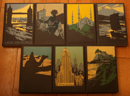 LANDS AND PEOPLES 7-Volume Book Set 1961 Grolier Society "The World in Color"