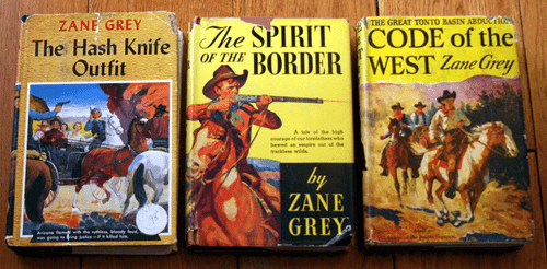 Lot of 3 ZANE GREY Vintage Books Code of the West, Spirit of Border, Hash Knife