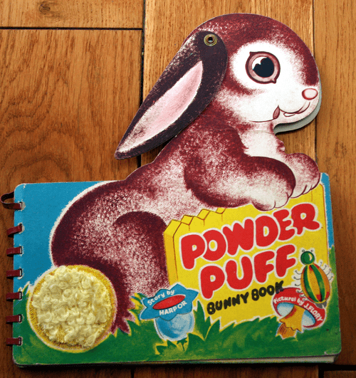 POWDER PUFF BUNNY BOOK Die-Cut 1948 Vintage Children's Book HARPOR/J. FLORY