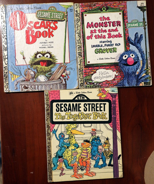 SESAME STREET Little Golden Book Lot Oscars, Together, Monster at the End Grover
