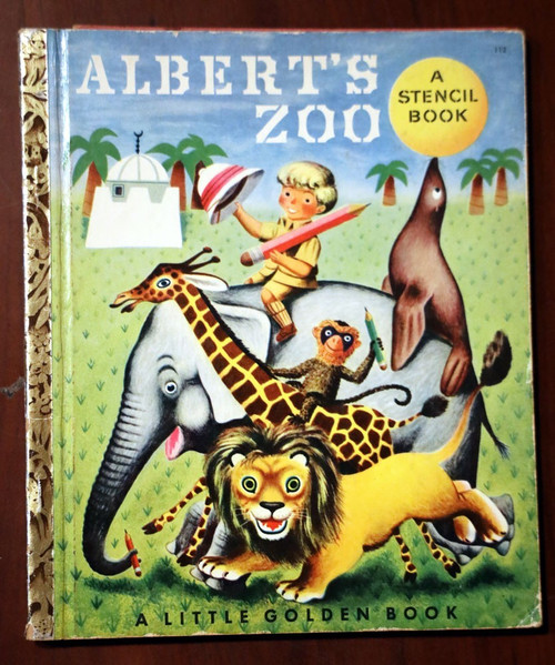 ALBERT'S ZOO 1951 Vintage Little Golden Book Some Stencils Intact "A" Edition