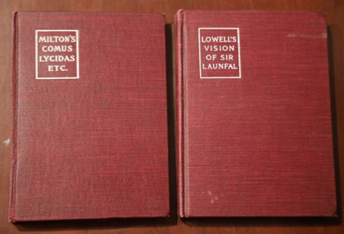 Milton's COMUS LYCIDAS 1906 + Lowell's VISION OF SIR LAUNFAL 1905 Poetry Antique