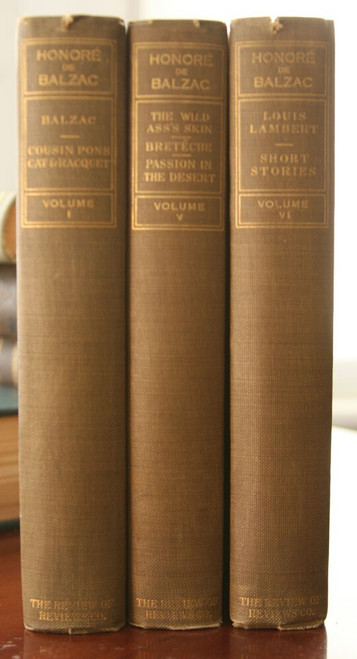HONORE DE BALZAC Volume I, V, VI Review of Reviews Co. Antique Book Set 3 Vols.