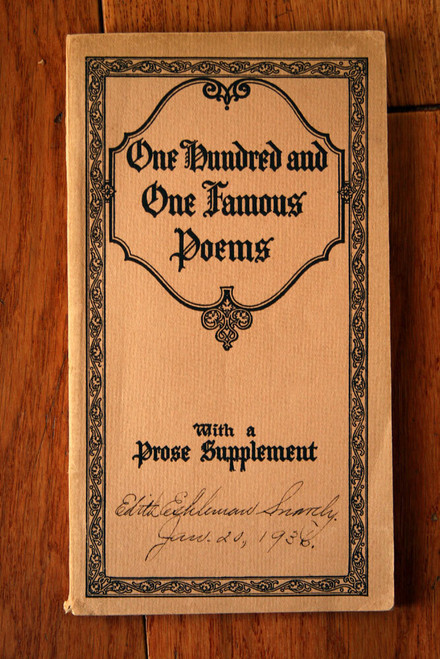 One Hundred and One Famous Poems 1929 w/ Prose Supplement Roy J. Cook Anthology