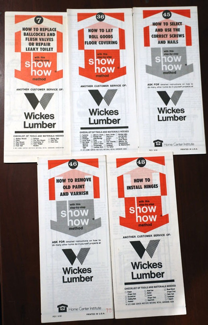 Lot of "SHOW HOW METHOD" Home Center Institute Brochure Pamphlets WICKES LUMBER