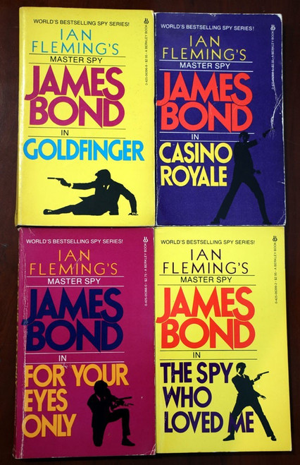 JAMES BOND Paperback Book Lot CASINO ROYALE/GOLDFINGER/SPY WHO LOVED ME Fleming