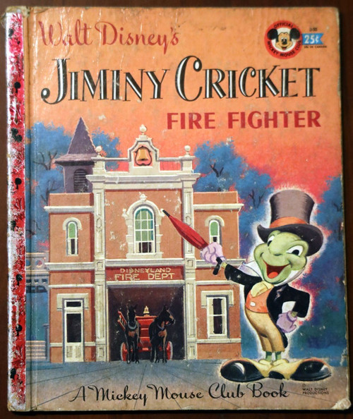 Walt Disney's JIMINY CRICKET Fire Fighter 1956 Mickey Mouse Club Book "A" Ed D50