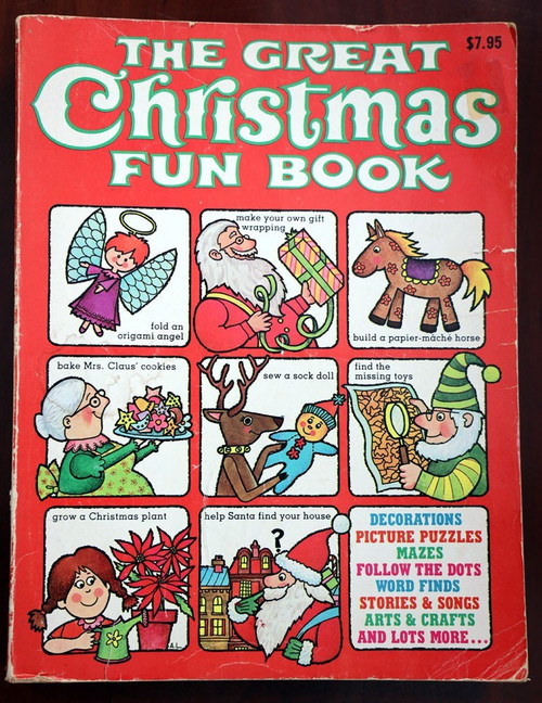 The Great Christmas Fun Book 1979 PLAYMORE Moby Books Vintage Activity THICK PB