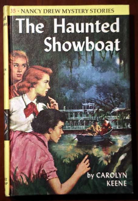 The Haunted Showboat by Carolyn Keene #35 Nancy Drew c. 1957 Yellow Hardcover