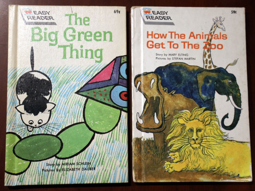 Big Green Thing Schlein/Dauber 1963 + How Animals Get to Zoo WONDER EASY READERS