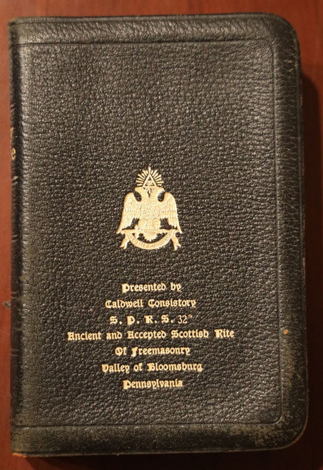HOLY BIBLE Scottish Rite BLOOMSBURG Pennsylvania 1940 Holman MASONIC LEATHER KJV