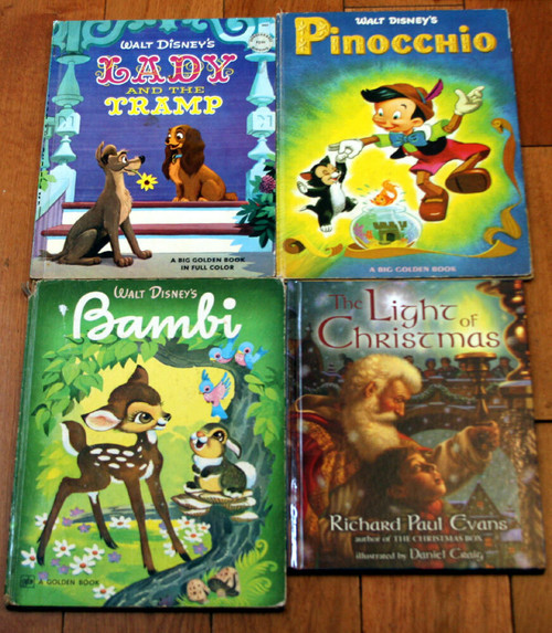 WALT DISNEY'S LADY AND THE TRAMP, PINOCCHIO, BAMBI Big Golden Books + BONUS BOOK