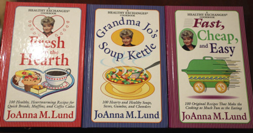 JoAnna M. Lund Healthy Exchanged Cookbook Lot Grandma Jo's Soup, Fast/Cheap/Easy