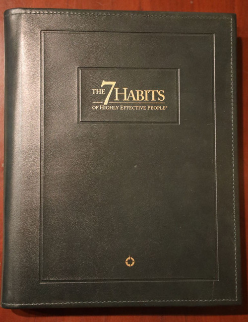 The 7 Habits of Highly Effective People Green Binder FRANKLIN COVEY Leather 1998