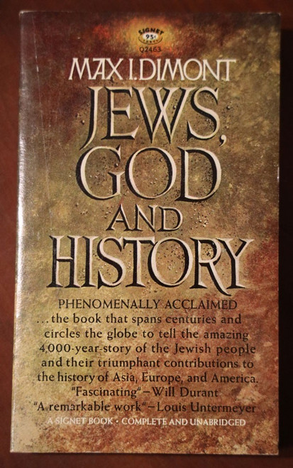 JEWS, GOD & HISTORY by Max I. Dimont 1964 Vintage Signet Paperback 1st Printing