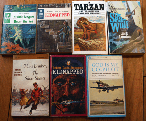 Lot - 7 Vintage Classic Paperbacks 20,000 Leagues Under the Sea Kidnapped Tarzan