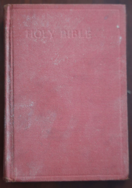 HOLY BIBLE American Bible Society KJV Vintage Hardcover c. 1934 Red 4 1/2" x 6"