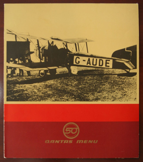 Qantas Airlines Flight Menu 50th Golden Year Anniversary Australia Airplane