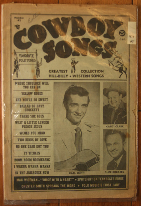 COWBOY SONGS 1954 Vintage Music Book Number 42 Carl Smith, Casey Clark, Rodgers
