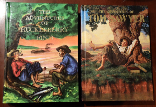 Adventures of Huckleberry Finn + Tom Sawyer by Mark Twain ILLUSTRATED JR LIBRARY