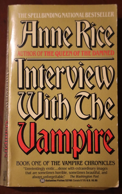 Interview with the Vampire by Anne Rice 1989 Paperback HORROR/Book 1 Chronicles
