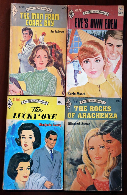 Lot of 4 Vintage Harlequin Romance Novels Rocks of Arachenza, Eve's Own Eden ++