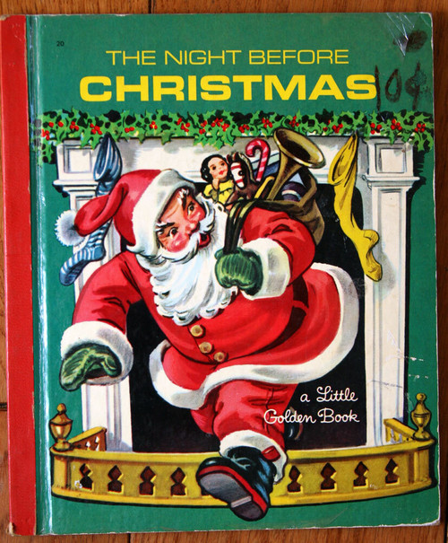 The Night Before Christmas 1949 Little Golden Book #20 "S" Edition RED SPINE LGB