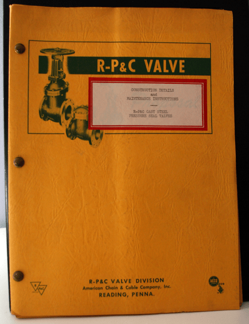 R-P & C Valve American Chain & Cable Company Reading PA Folder w/ Instructions