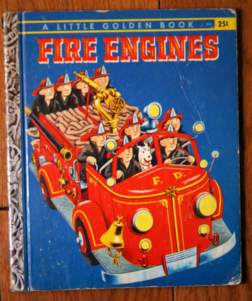FIRE ENGINES Little Golden Book #382 1959 "A" Edition Tibor Gergely Illustrated