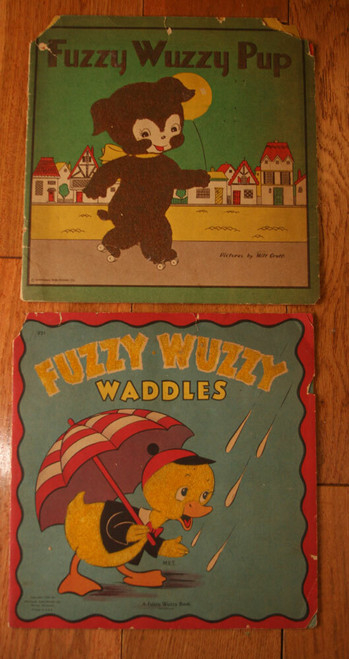 Lot of (2) Fuzzy Wuzzy Waddles 1945 + Pup 1943 Vintage Children's Books Whitman 