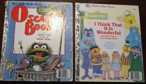 SESAME STREET Little Golden Book Lot Oscar's Book 1975 + I Think It is Wonderful