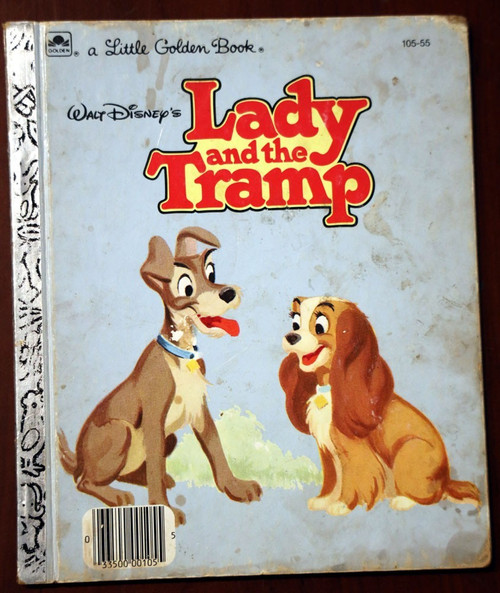 Walt Disney's LADY AND TRAMP 1954 Vintage Little Golden Book #105-55 Ward Greene