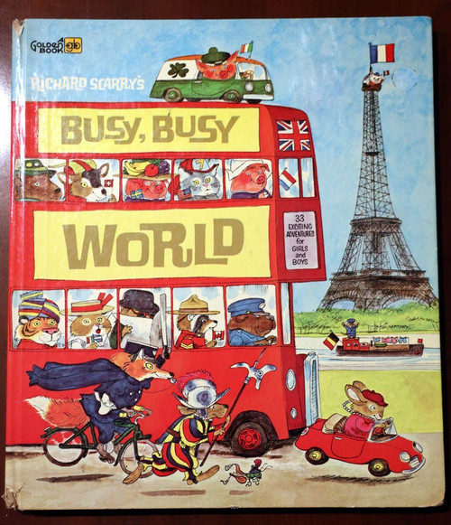 Richard Scarry BUSY, BUSY WORLD 1965 "P" Edition Oversized Hardcover GOLDEN