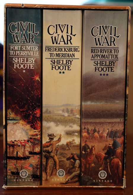 CIVIL WAR A Narrative by Shelby Foote 3-Volume Boxed Set Vintage Softcovers 1986