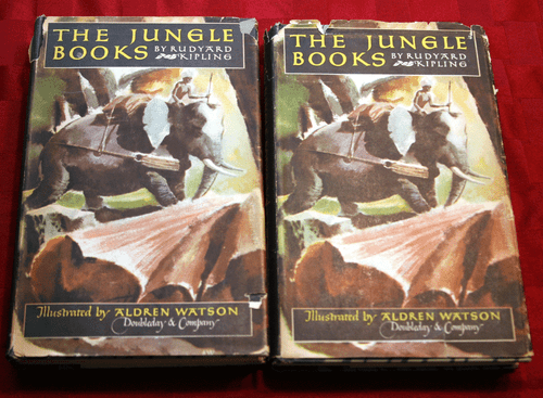 THE JUNGLE BOOKS Rudyard Kipling 2 Volumes 1948 HC/DJ Aldren Watson Illustrated