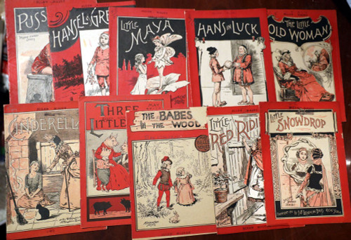 McLoughlin Bros WHITE CAT/MAY BELLS/YELLOW DWARF SERIES Children's Book Lot 1901