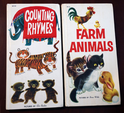 COUNTING RHYMES + FARM ANIMALS Vintage 1980 Grosset & Dunlap Child Board Books