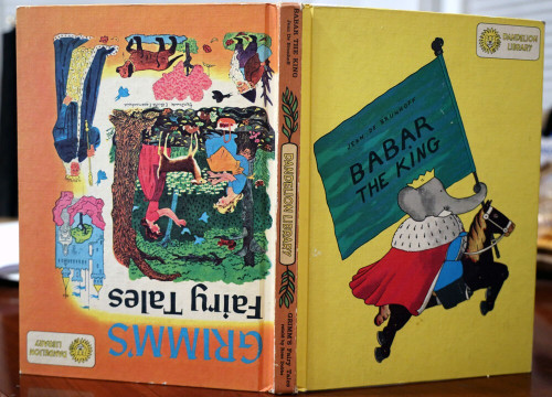 Grimm's Fairy Tales/Babar the King by Brunhoff Dandelion Library 1950's Vintage