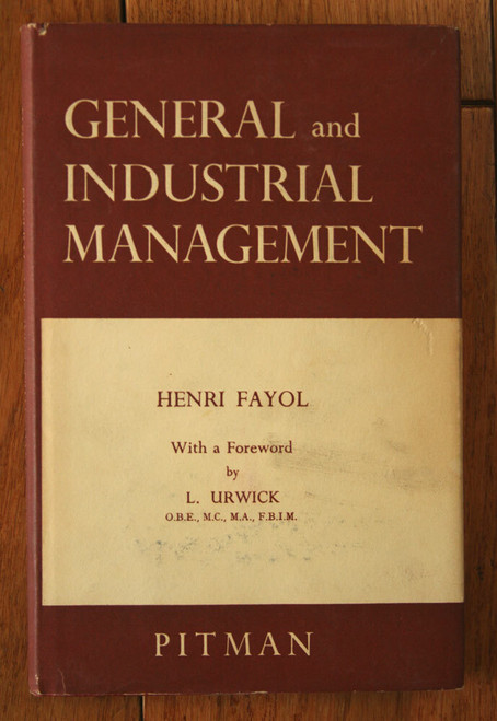 General and Industrial Management by Henri Fayol 1969 HC/DJ Constance Storrs