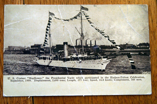 U.S. Cruiser "Mayflower" Presidential Yacht 1909 Hudson-Fulton Postcard  SHIP