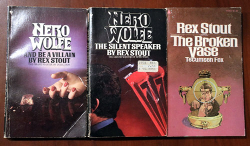 Silent Speaker + And Be a Villain + The Broken Vase by Rex Stout NERO WOLFE Lot